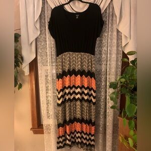 a.n.a Black and Orange Chevron Maxi Dress